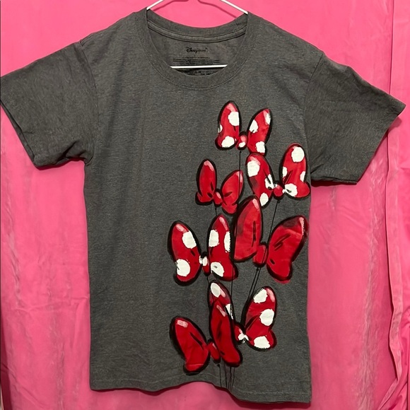 Disney Tops - Disney Gray and Red Minnie Mouse Bow Tee